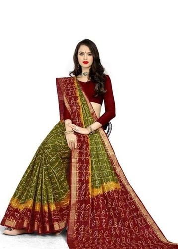5.5 Inch Length Comfortable Breathable And Easily Washable Printed Cotton Ladies Saree