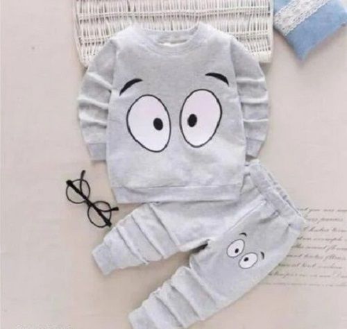 Casual Wear Washable And Comfortable Light Grey Shade Unisex Baba Suit Set