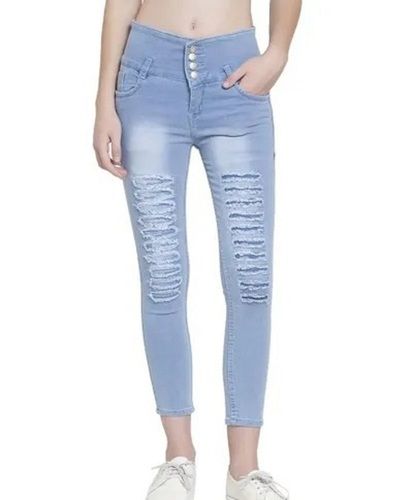 Comfortable And Easily Washable Light Blue Fancy Slim Fit Denim Jeans