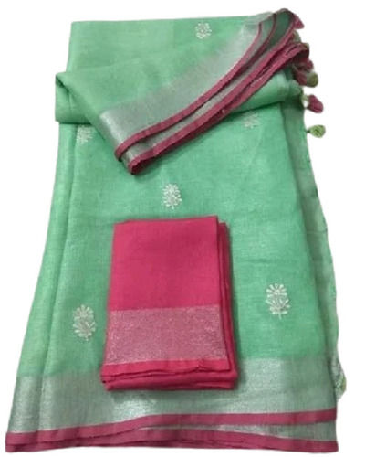 Enthralling Design Casual Wear Plain Cotton Silk Saree For Ladies 