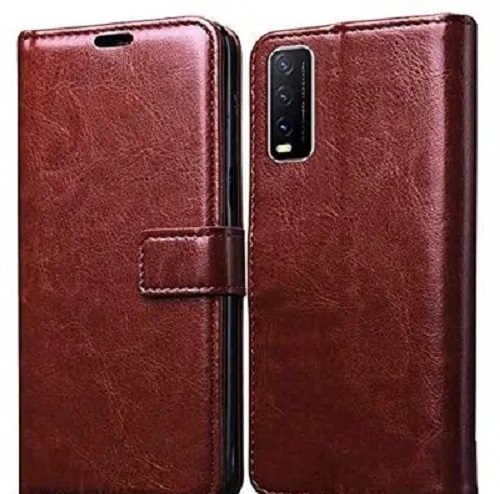 Brown Leather Flip Cover - Lightweight, Waterproof Design | Slim Profile, Breathable TPU Protection, Mobile Device Compatibility