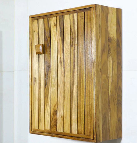 Rectangular Wooden 12 Inch Size Brown Teak Wood Bathroom Cabinet 