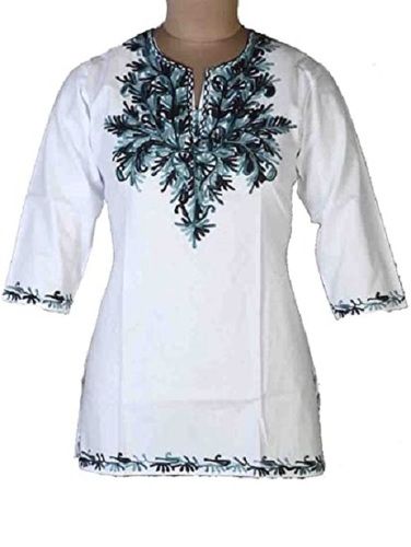 Shrink Resistance Casual Wear Breathable Ladies 3/4th Sleeves Cotton Embroidered Kurti