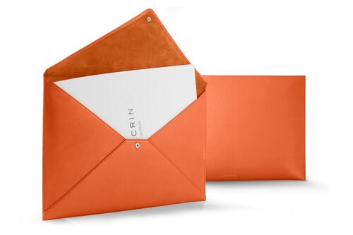 Orange Easy To Use Rectangle Leather Document Holder