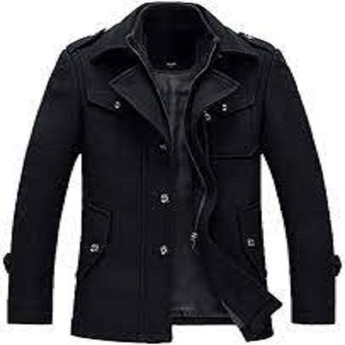 Full Sleeve And Black Color Mens Woolen Coats