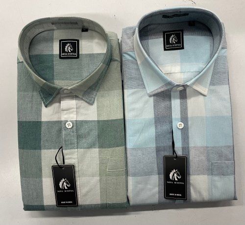 Full Sleeve Nova Scottia 100% Cotton Checks Shirts Collar Style: Cutaway