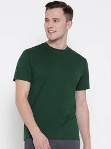 Short Sleeve Round Neckline Plain Cotton Regular Fit Men'S Green T Shirt Age Group: 20-30