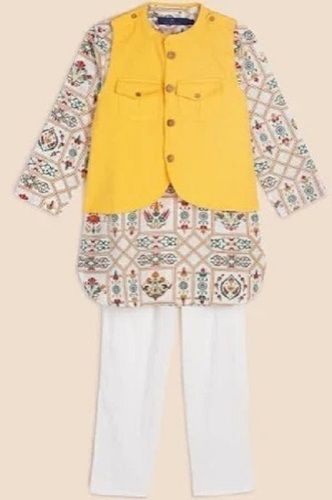 Shrink Resistance Flower Printed Full Sleeves Cotton Kurta Pajama 