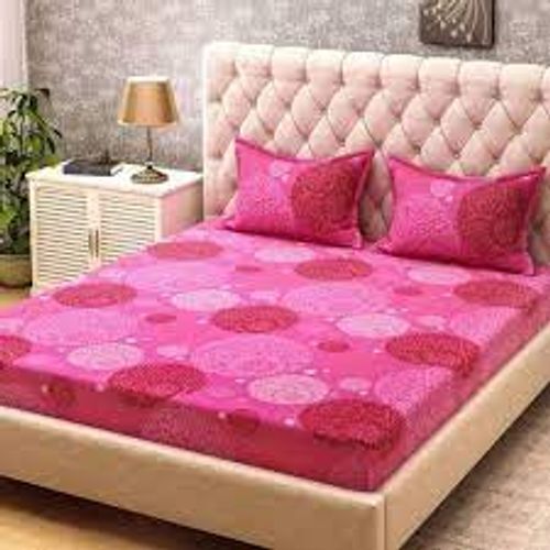 8.5 x 9 Ft Full-Sized Printed Pink Cotton Double Bed-Sheet - 100% Cotton, 200 Thread Count, 2 Pillowcases, Washable, Perfect for Homes & Hotels