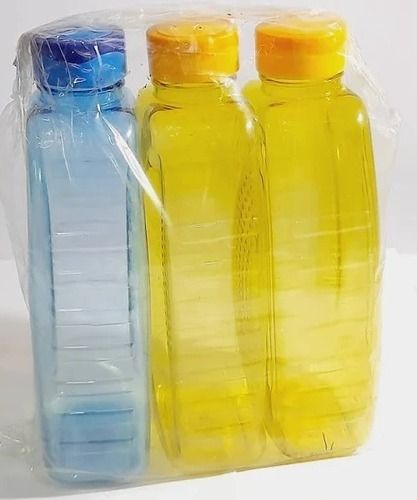 Silver 900 Ml Capacity 15 Inches Height Yellow And Blue Plastic Pet Water Bottle 