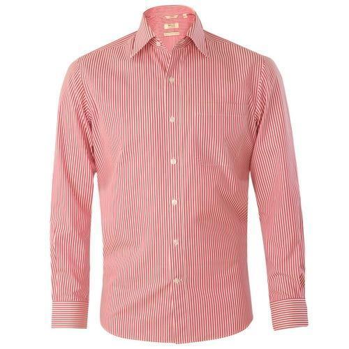 Men'S Formal Wear Full Sleeves Striped Cotton Light Pink Shirt, Size S To Xl