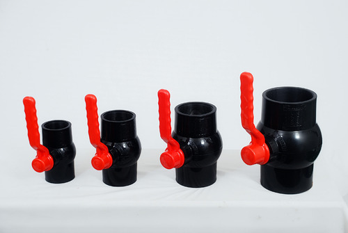 पॉलीप्रोपाइलीन सॉलिड बॉल वाल्व, लाल और काला रंग, 2 से 6 इंच आकार