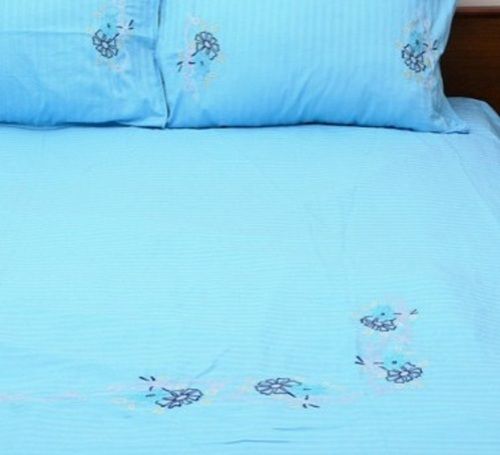 Washable And Breathable Smooth Texture Sky Blue Cotton Printed Bed Sheets