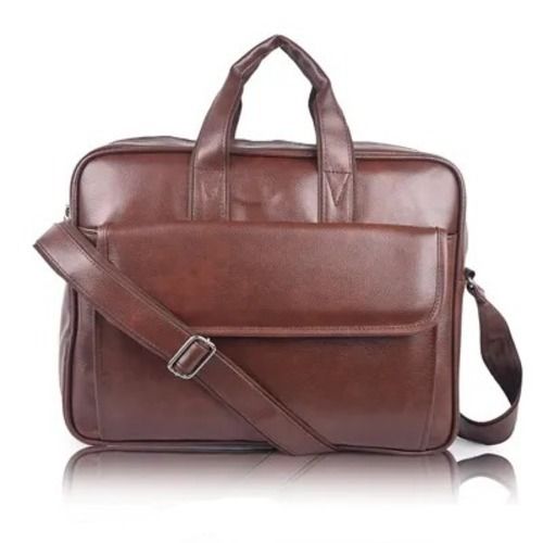 2 Compartment Brown Leather Material And 14 Inch Sizes Laptop Bags 