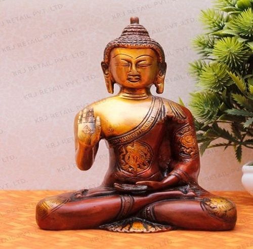 Multicolour Indian Brass Mini Buddhist Religious Buddha Idol Decor Statue Small Gift Item 7"