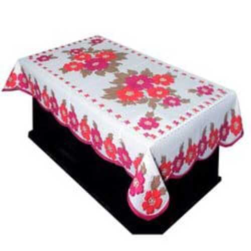 Breathable And Soft Rectangular Flower Print Pure Cotton Centre Table Cover 