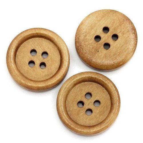 Round Shape 4 Hole Designer Wooden Buttons For Baby Clothes