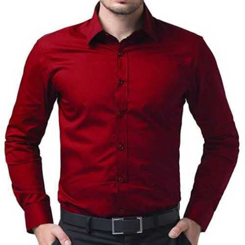 Breathable Formal Wear Red Cotton Shirt