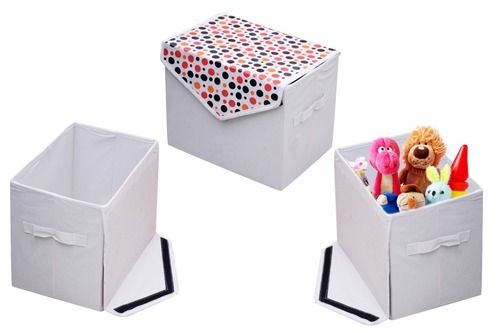 Silver Eco Friendly Rectangular Printed Laminated Non Woven White Toy Box With 15*10*12 Inch Size