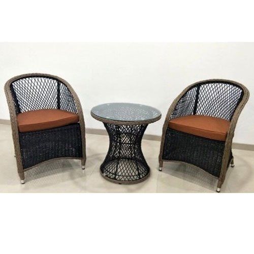 Black Outdoor Garden Patio Seating Chair and Table Set