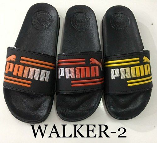 Mens Waterproof Black Printed Slip On Flip Flop For Daily Wear