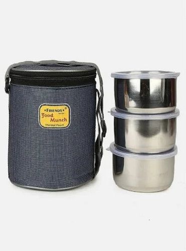 Round Air Tight And Leakproof Stainless Steel Lunch Box With Plastic Lid