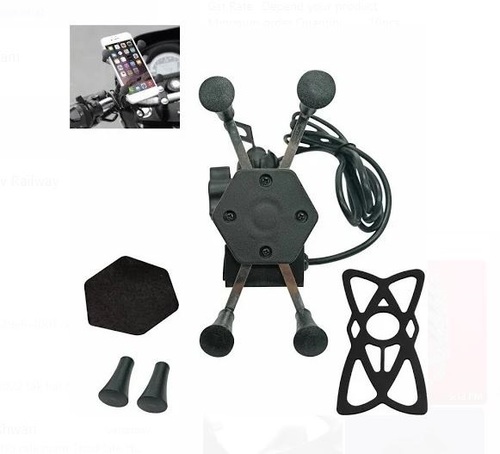 Black Two Wheeler Highly Durable Black Plastic Bike Mobile Holder With Usb Charger