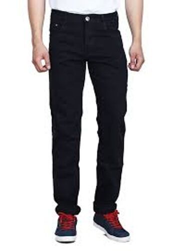 Black Casual Wear Skinny Fit Plain Dyed Straight Washed Cotton Jeans For Mens