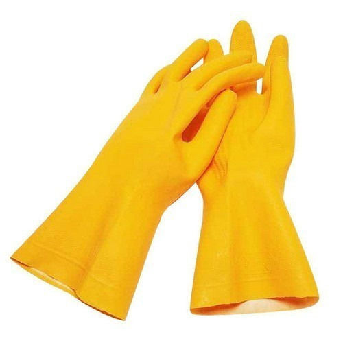 Plain Yellow Color And Full Finger Construction Safety Gloves