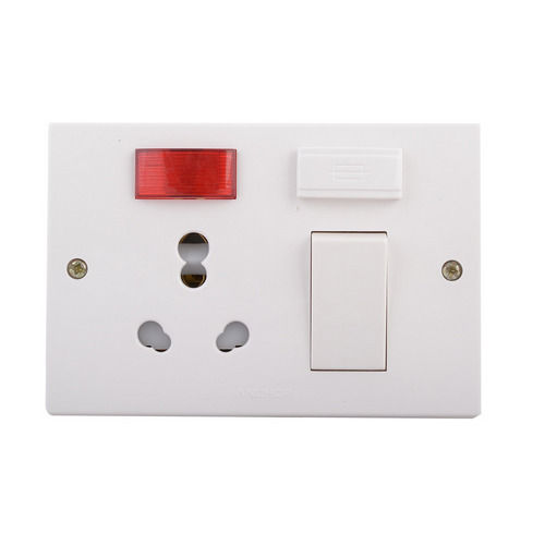 White Poly-Carbonate And Multi-Outlet Electric Modular Switch Board