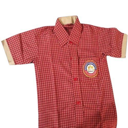 Dark Red & Light Brown 100 Percent Pure Cotton Half Sleeves Summer School Uniform Shirts