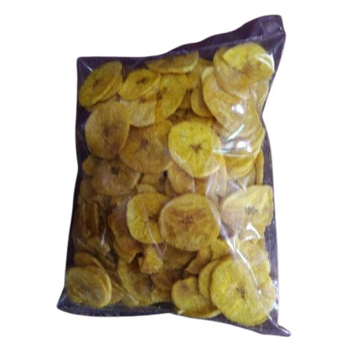 Hygienic Pack Of 1 Kg Size, Rich In Protein Fried Round Yellow Banana Chips