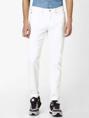 Dry Cleaning Stylish Stretchable Comfortable Breathable Soft Cotton Mens White Jeans