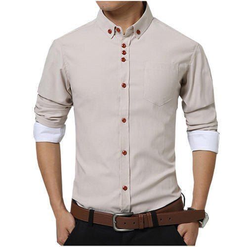 Trendy And Stylish Breathable Perfect Fit Soft Men's Formal Light Cream Shirts