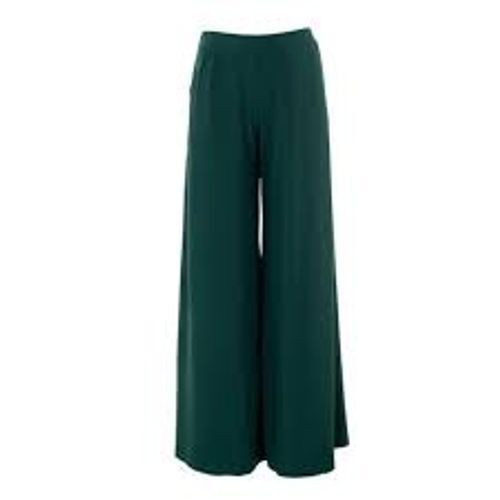 Loose Fitted And Plain Dyed Green Palazzo For Ladies