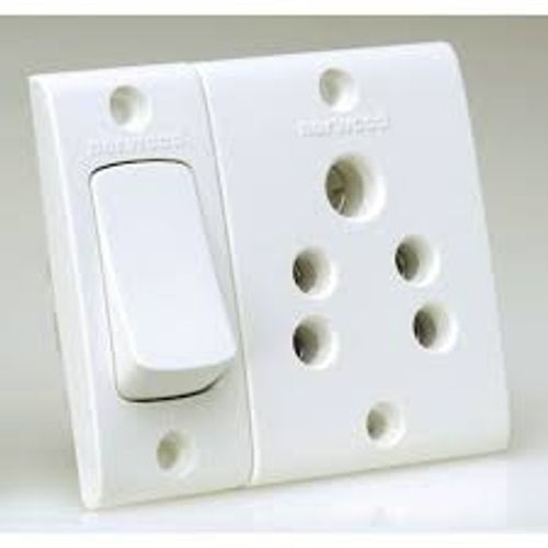 White Poly Carbonate Strong Long-Lasting Unbreakable One Way Electric Switch Board