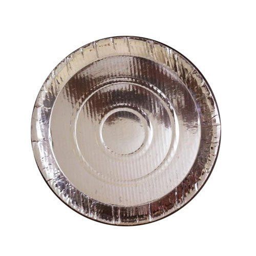 Silver Coated Round Shape Biodegradable Light Weight Disposable Paper Plates 13 Inch 