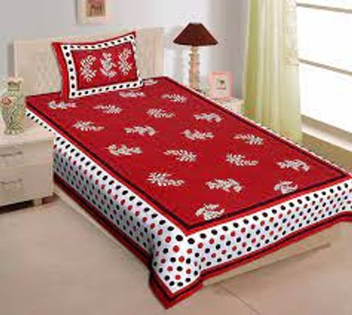 Breathable Soft And Smooth Fabric Single Size Red Printed Bed Sheet