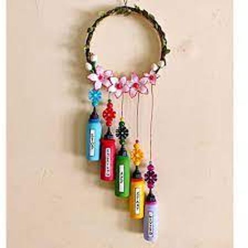 Multicolour Wooden 5 Bottled Decorative Wall Hanging