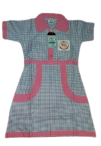 Classic Collar Button Closure Short Sleeves Breathable Checked Print School Uniform For Girls 