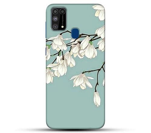 Flower Print Plastic Mobile Phone Back Cover For Samsung Galaxy M31 - Plastic Material , Green Color, Durable Hard Back with Slim Profile