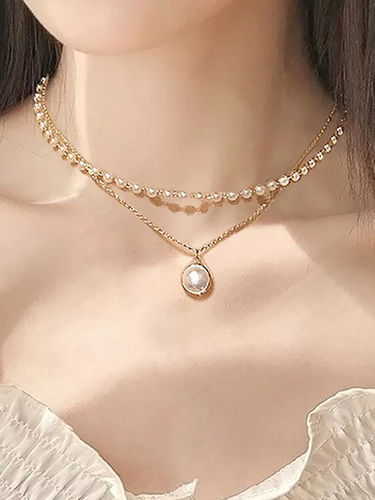 Pearl Double Layered Pendant Necklace