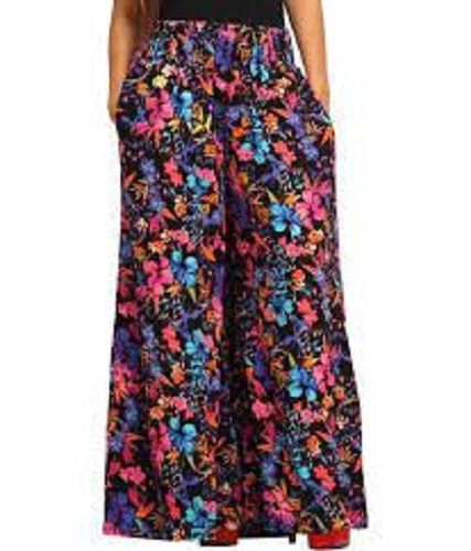 Multi Women Casual Wear High Waist Printed Nylon Palazzo