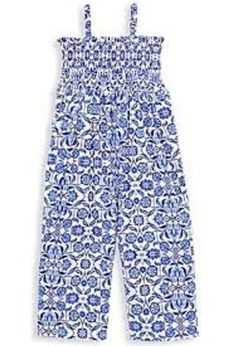 Casual Wear Regular Fit Sleeveless Printed Blue Jumpsuit For Kids