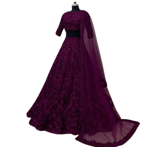 Fashionable Trendy Ladies Dark Purple Traditional Party Wear Lehenga Choli