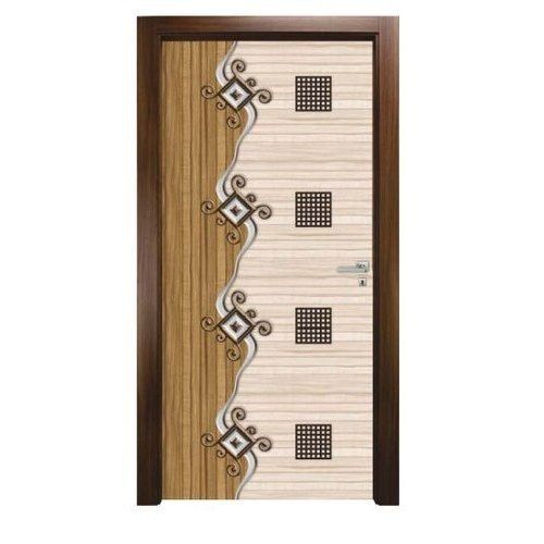 Brown Heat Transfer Printing Automatic Awning Door Solid Wood Oak Wooden Doors