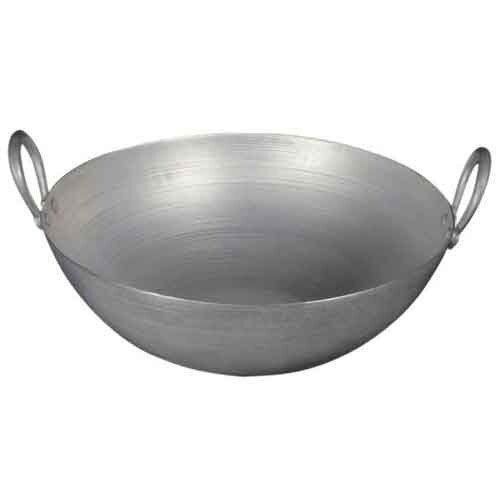 Induction Friendly Durable And Rust Resistant Round Silver Aluminum Cooking Kadai Warranty: 1 Month