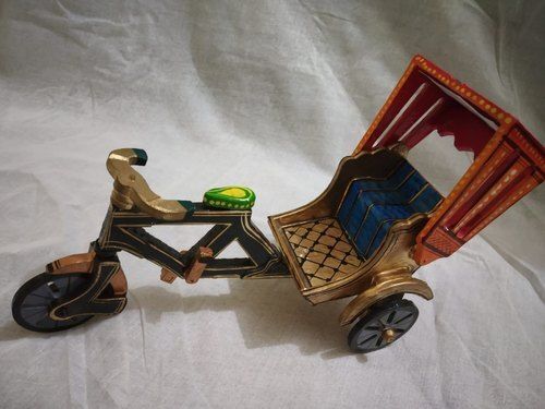 Red Multiple Color Wooden Hand Painted Rickshaw For Home Decoration And Gifting Purpose