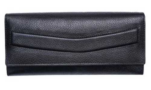 10x5 Inch Black Leather Ladies Plain Clutch(Fadeless And Soft Texture)