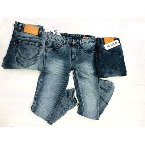 Casual Wear Relaxed Fit Ankle Length Breathable Faded Stretchy Denim Jeans